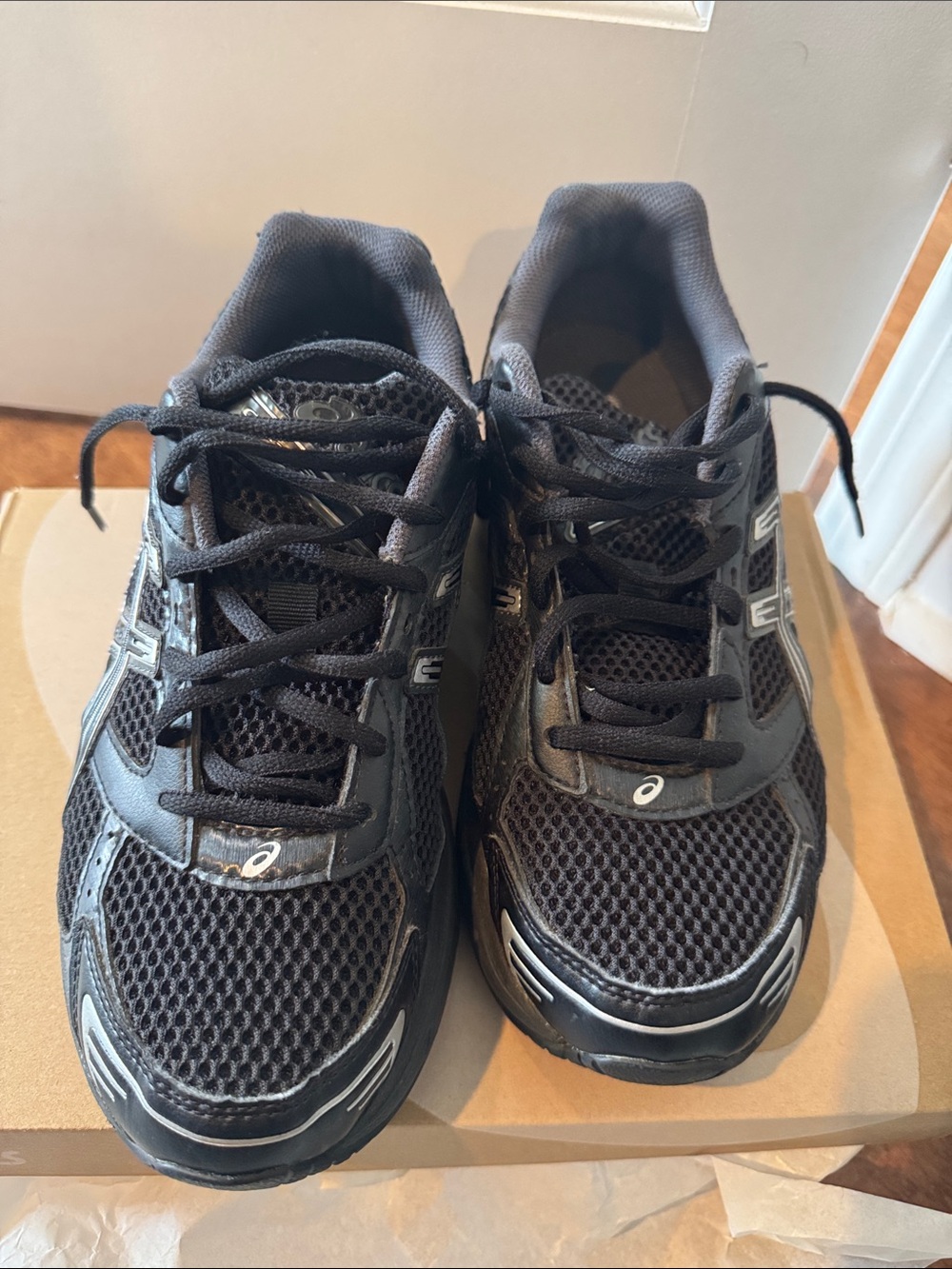 Asics Black Mesh Athletic Running Sneakers